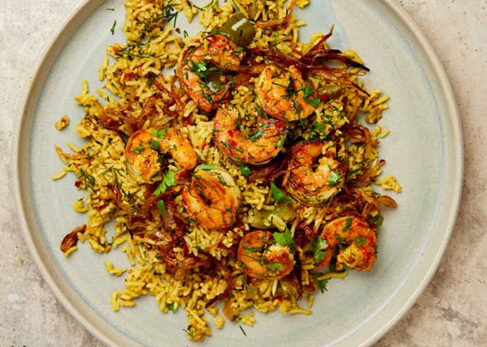 طرز تهیه کامل پلو میگو