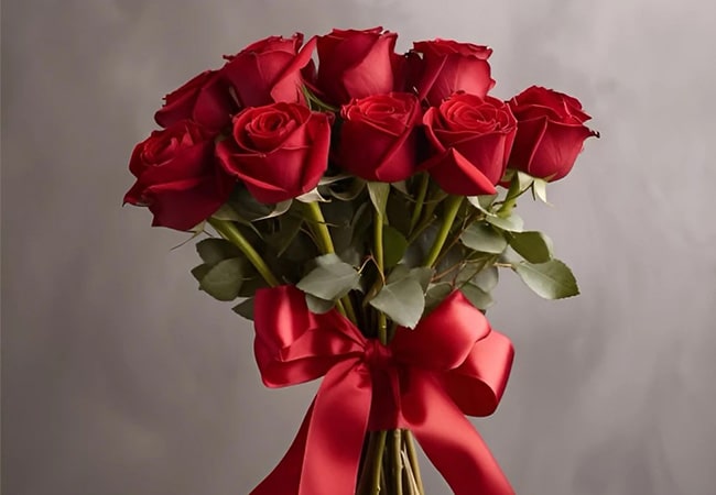 دسته گل رز قرمز